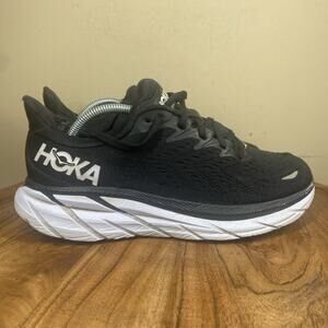 Hoka One One Clifton 8 Womens Black White Size 8 Running Shoes 1119394 BWHT